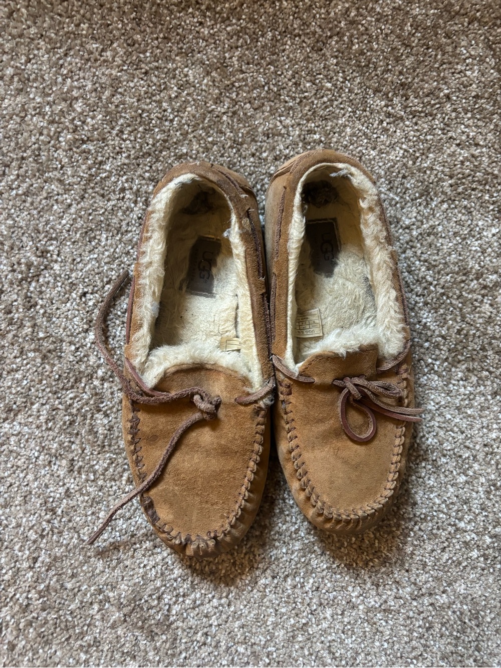 UGG Women's Dakota Brown Suede Shearling Moccasin Slippers
